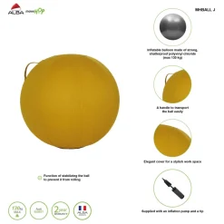Alba Ergoball Ergonomische zitbal Stof Mosterd 120 kg MHBALL J 65 mm x 65 mm