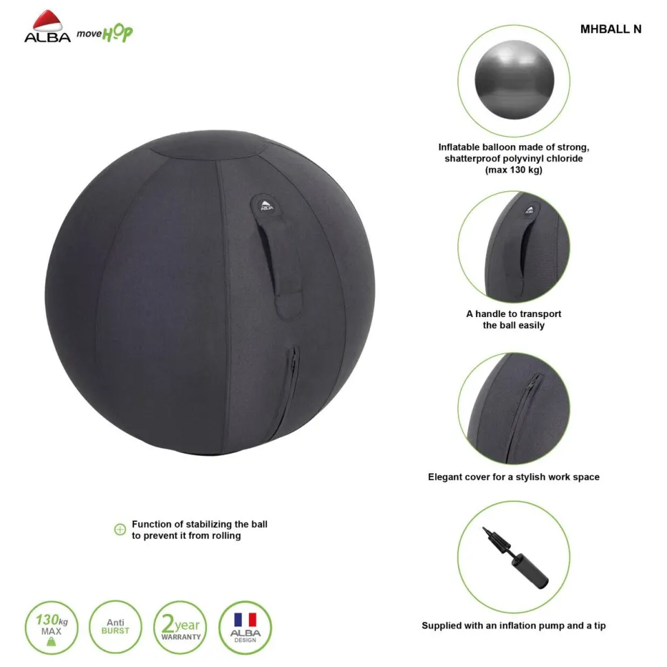 Alba Ergonomische zitbal MHBALL N Stof Zwart