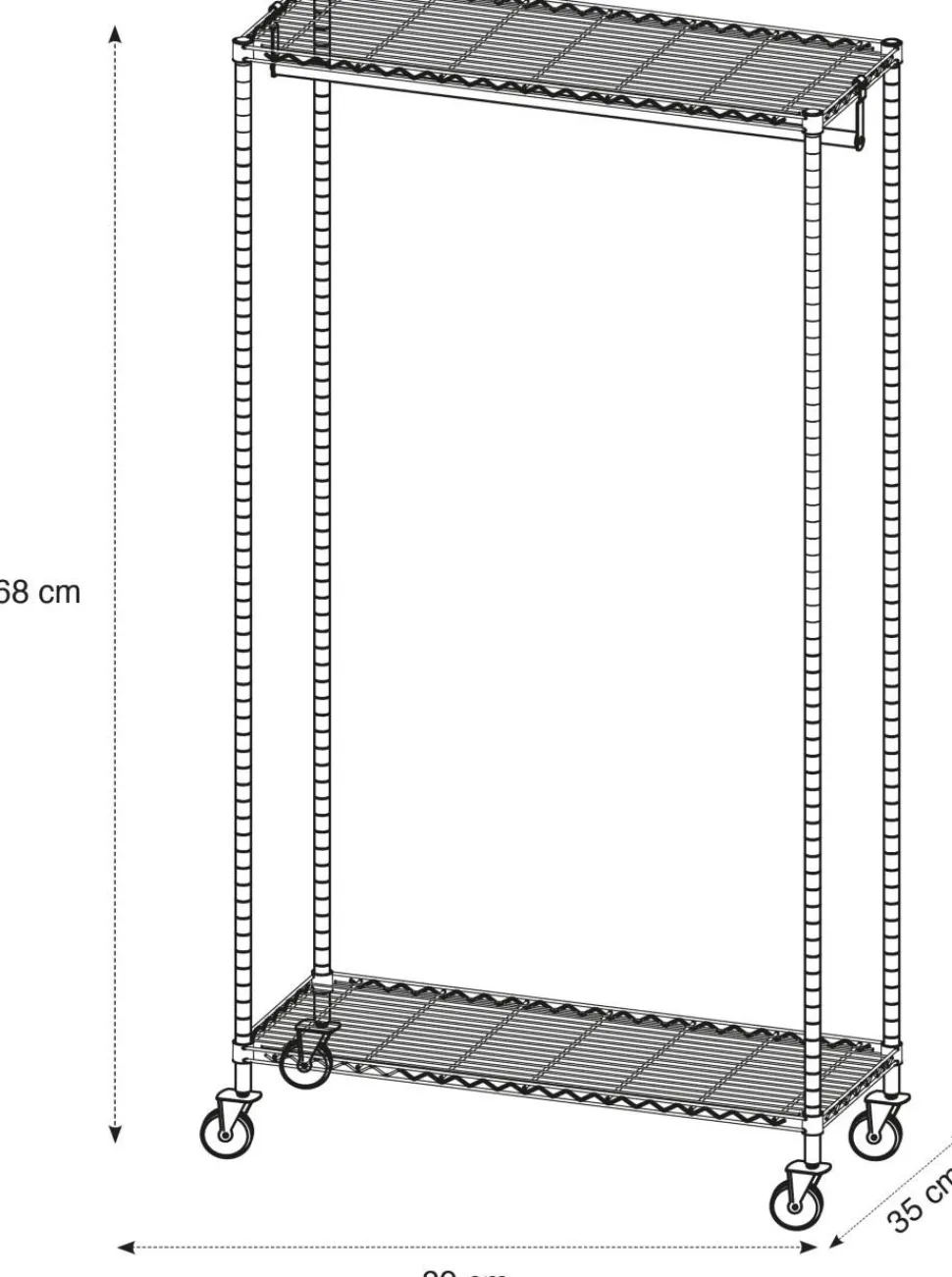 Alba Mobiele Kledingrek PMMOBI 30 x 890 x 1680 mm Chroom, metaal Zilver