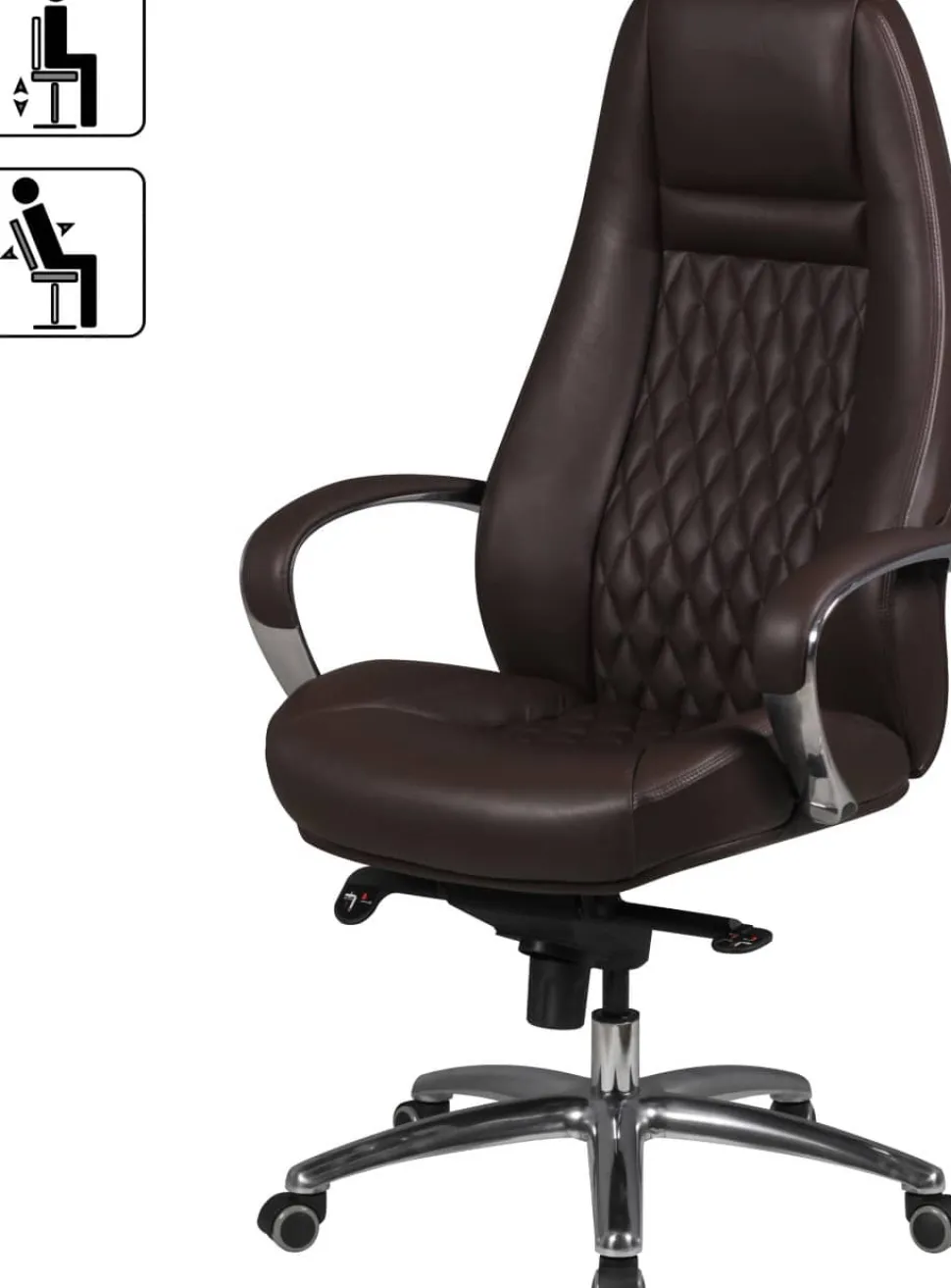 AMSTYLE AUSTIN Bureaustoel Permanent contact Vaste armleuning Hoogteverstelbaar Bruin Max. 120 kg SPM1.300 1300 x 680 x 700 mm