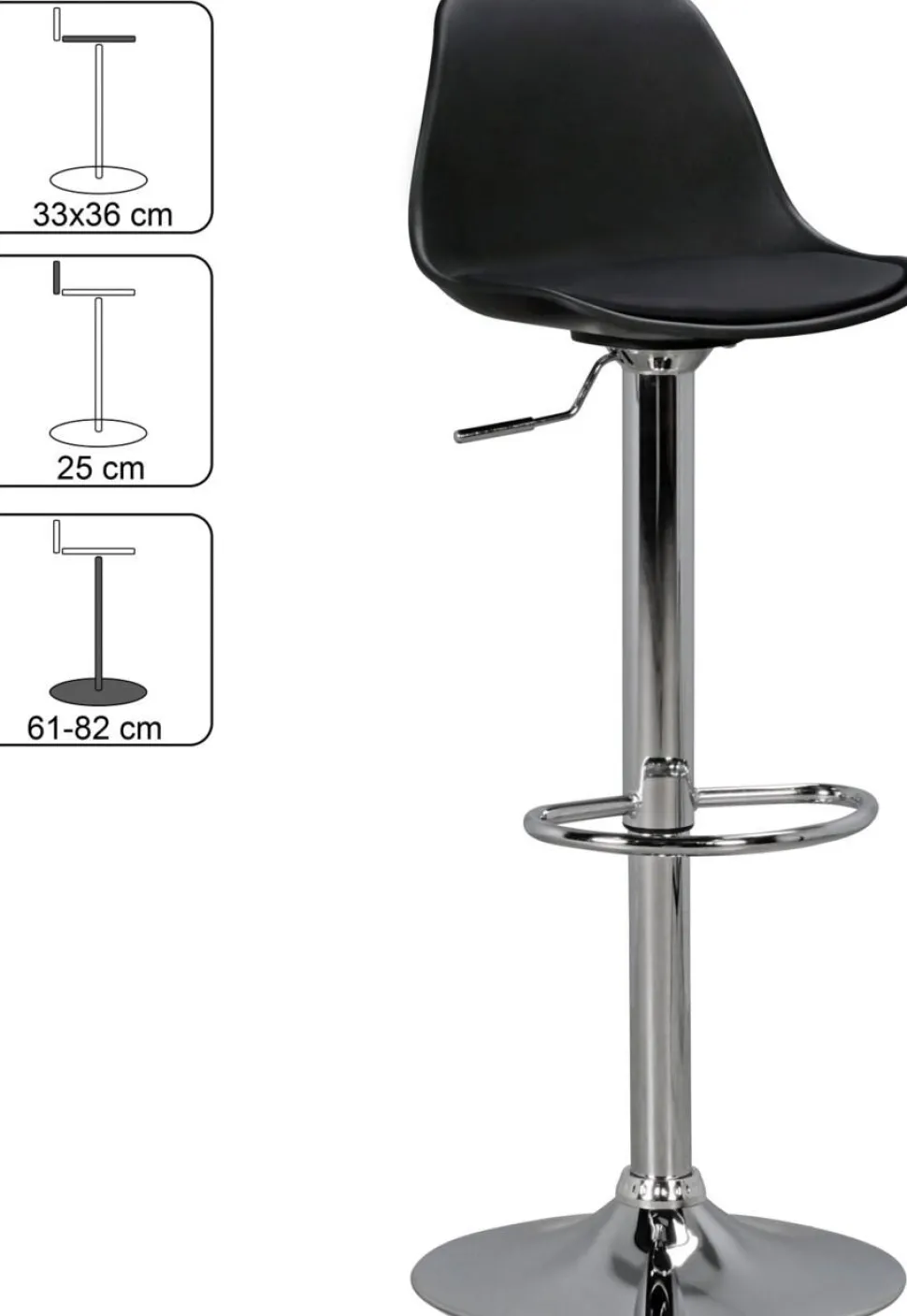 AMSTYLE Barkruk SPM2.001 Zwart
