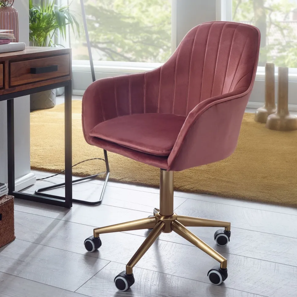 AMSTYLE Bureaustoel Basismechanisme Vaste armleuning Hoogteverstelbaar Roze Max. 120 kg SPM1.431 1050 x 540 x 540 mm