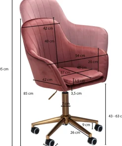 AMSTYLE Bureaustoel Basismechanisme Vaste armleuning Hoogteverstelbaar Roze Max. 120 kg SPM1.431 1050 x 540 x 540 mm