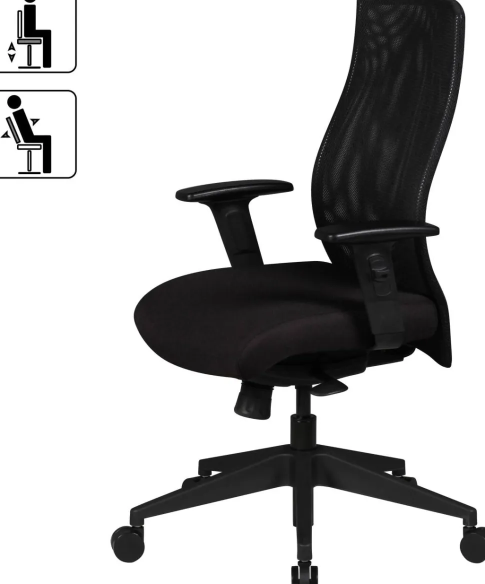 AMSTYLE Bureaustoel Synchroonmechanisme Hoogteverstelbaar Armleuning Zwart Max. 120 kg SPM1.275 1130 x 650 x 650 mm