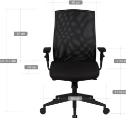 AMSTYLE Bureaustoel Synchroonmechanisme Hoogteverstelbaar Armleuning Zwart Max. 120 kg SPM1.275 1130 x 650 x 650 mm