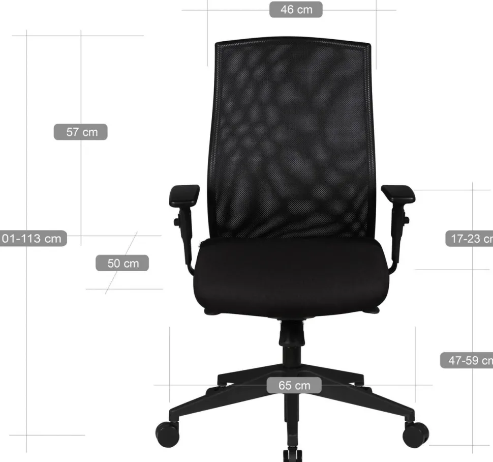 AMSTYLE Bureaustoel Synchroonmechanisme Hoogteverstelbaar Armleuning Zwart Max. 120 kg SPM1.275 1130 x 650 x 650 mm