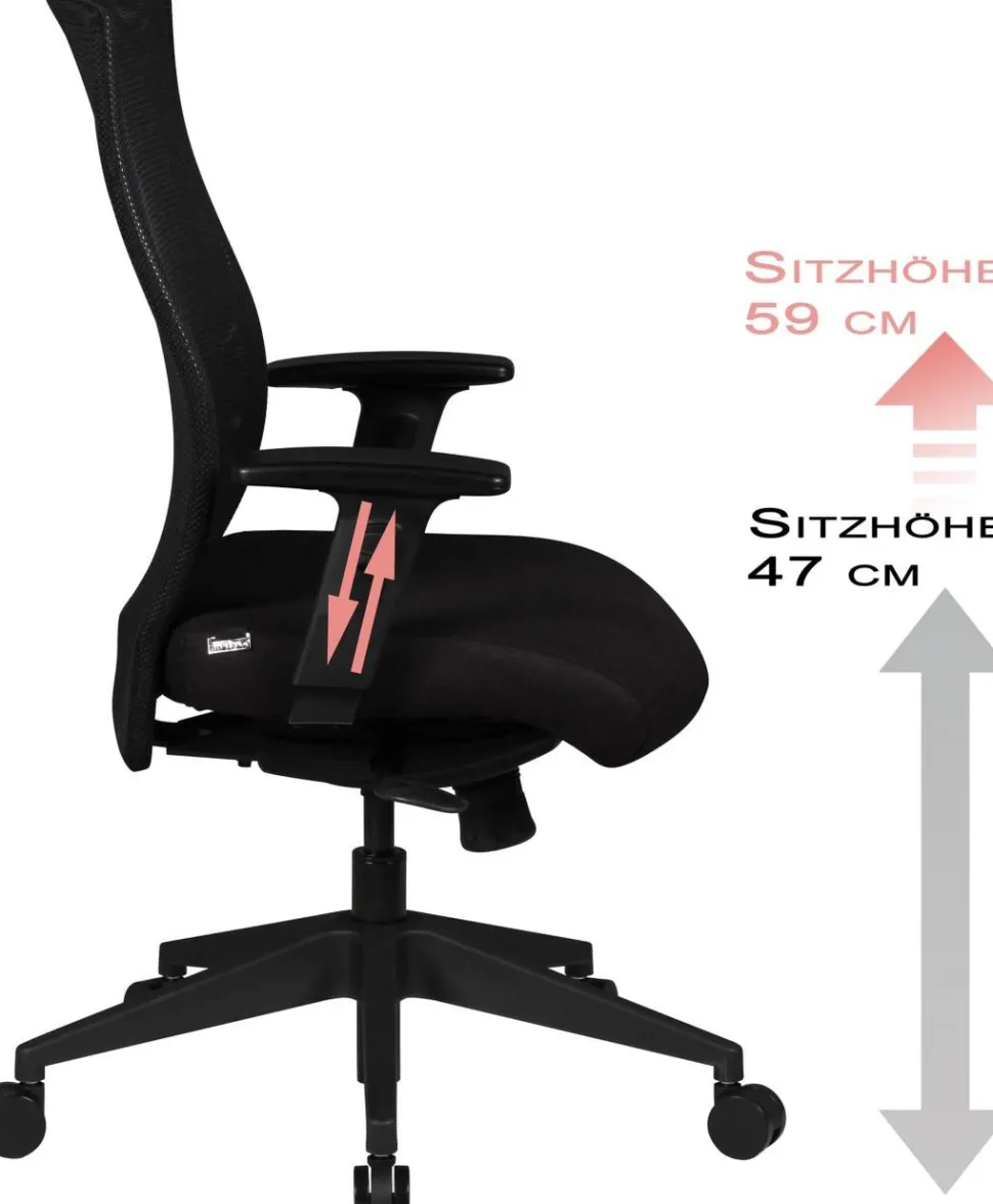AMSTYLE Bureaustoel Synchroonmechanisme Hoogteverstelbaar Armleuning Zwart Max. 120 kg SPM1.275 1130 x 650 x 650 mm