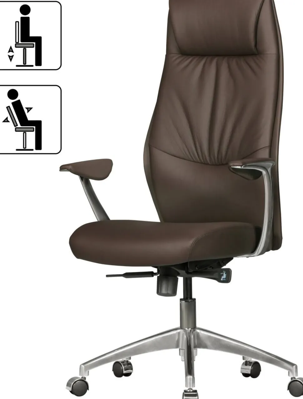 AMSTYLE Bureaustoel Synchroonmechanisme Vaste armleuning Hoogteverstelbaar Bruin Max. 120 kg SPM1.146 1270 x 670 x 580 mm