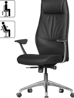 AMSTYLE Bureaustoel Synchroonmechanisme Vaste armleuning Hoogteverstelbaar Zwart Max. 120 kg SPM1.141 1270 x 670 x 580 mm