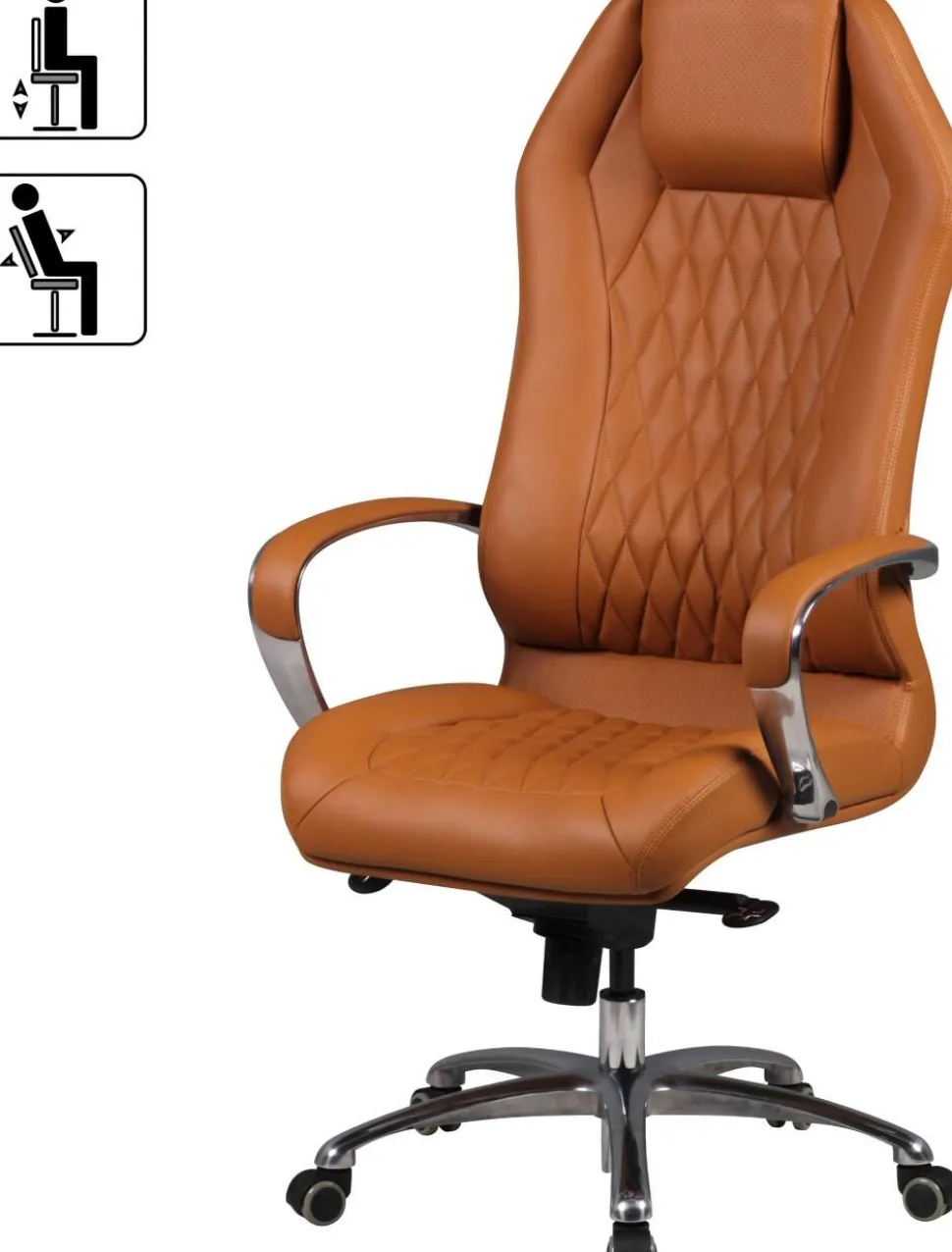 AMSTYLE MONTEREY Bureaustoel Permanent contact Vaste armleuning Hoogteverstelbaar Bruin Max. 120 kg SPM1.296 1360 x 670 x 700 mm