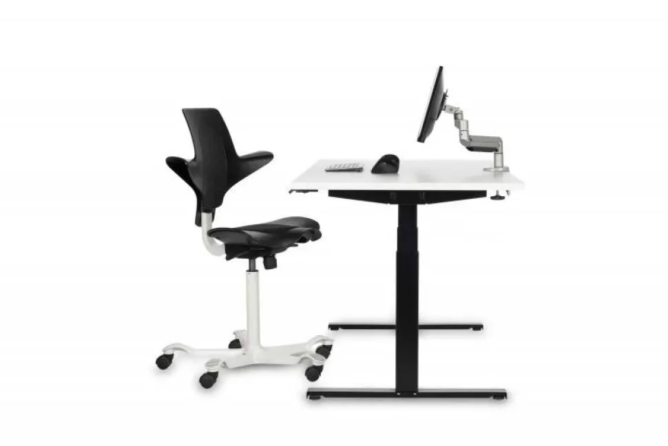 BakkerElkhuizen Work and Move Elektrisch Hoogteverstelbaar Zit-sta-bureau Rechthoekig Wit H-Frame 1.600 (B) x 700 (D) x 1.260 (H) mm Kunststof, spaanplaat, staal