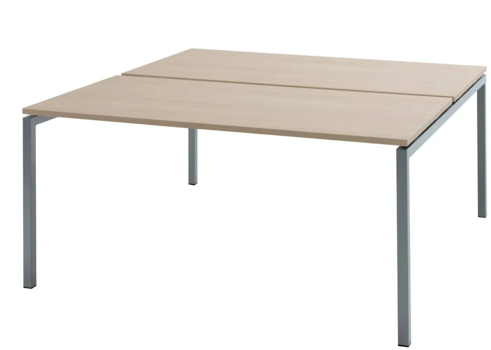 Bisley Bureautafel Quattro desk basic Eiken, Zilver Wit 1.600 x 1.640 x 740 mm fh