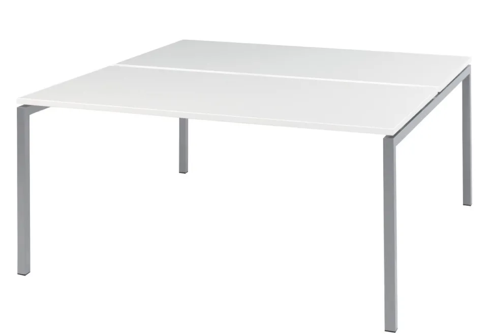 Bisley Bureautafel Quattro desk basic Zilver Wit 1.600 x 1.640 x 740 mm fh