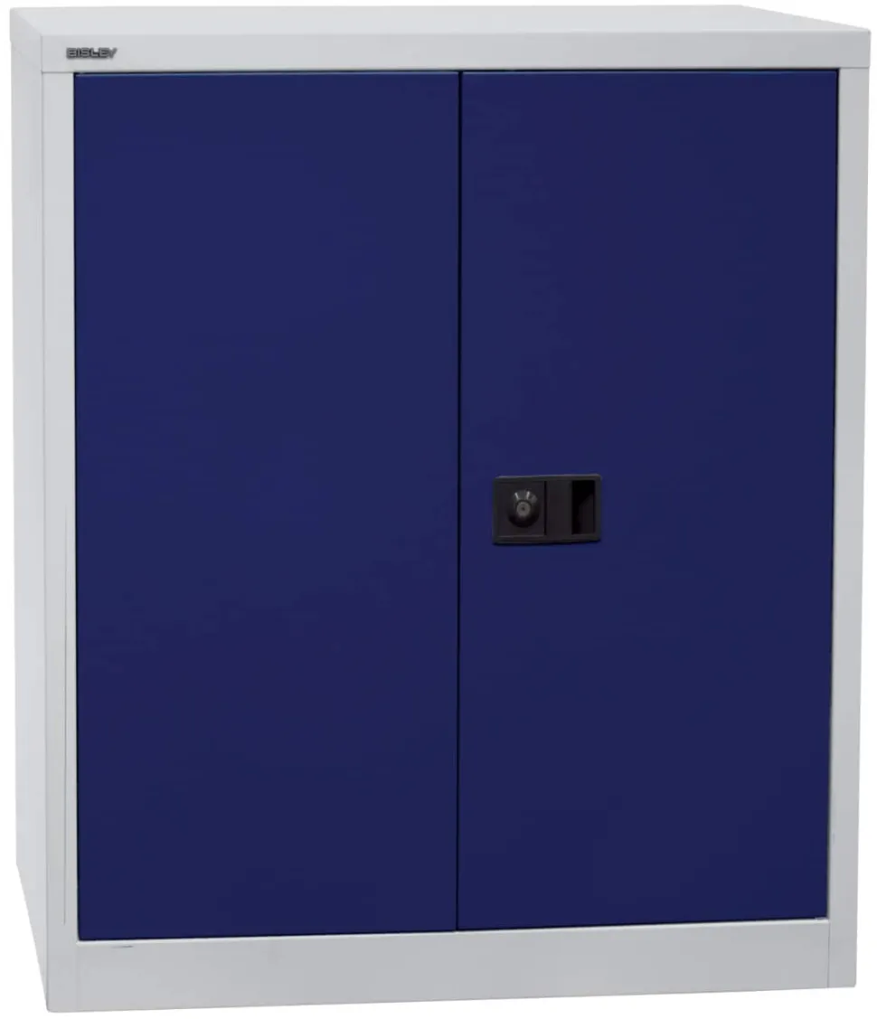 Bisley Draaideurkast Staal 1 Plank Afsluitbaar 914 x 400 x 1.000 mm Lichtgrijs, oxfordblauw