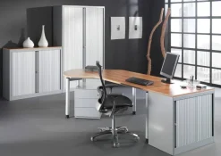 Bisley Roldeurkast Kunststof, metaal 1 Plank Afsluitbaar 1.200 x 430 x 695 mm Grijs