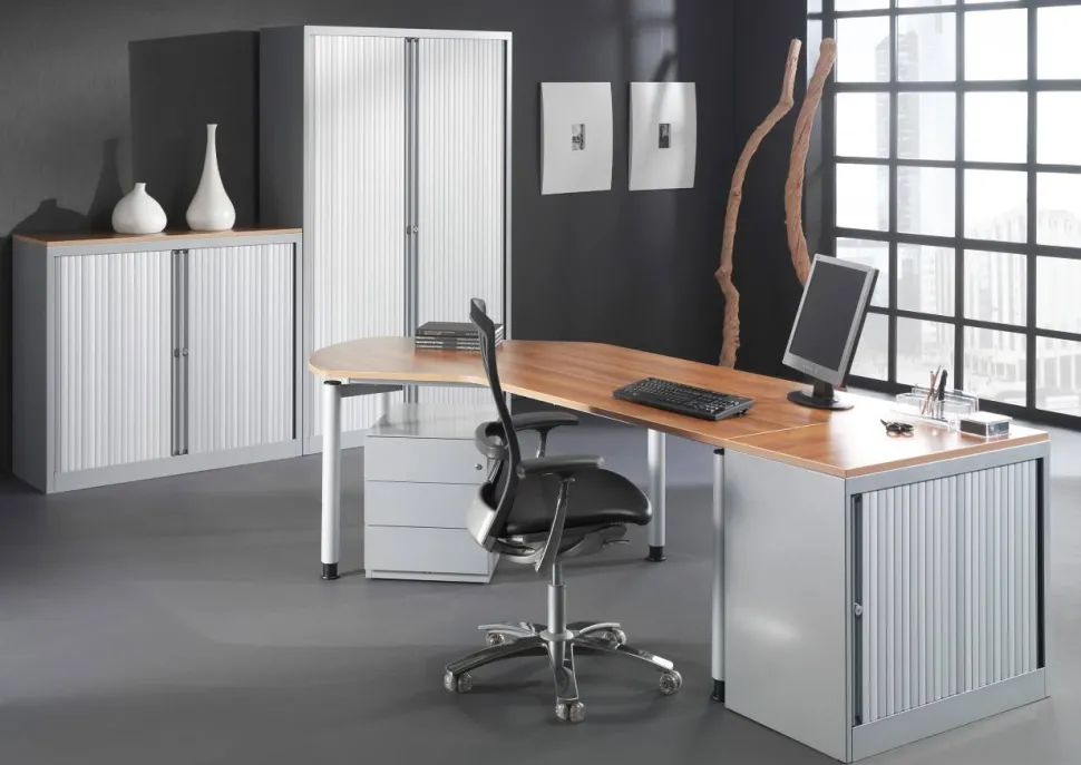 Bisley Roldeurkast Kunststof, metaal 3 Planken Afsluitbaar 1.200 x 430 x 1.637 mm Zwart