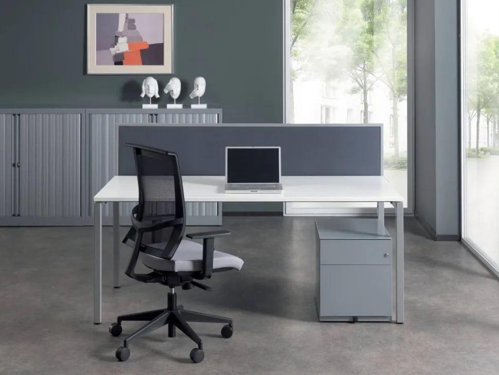 Bisley Scheidingswand Quattro desk basic Lichtgrijs Zilver 1.600 x 350 mm