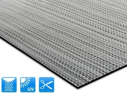 Casa Pura Bologna Buitenkleed Polyester, PVC (polyvinylchloride), vinyl Rechthoekig Grijs 60 x 200 cm