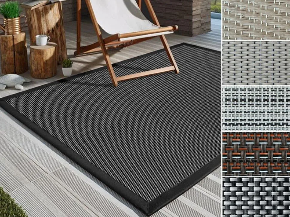 Casa Pura Lucca Buitenkleed Polyester, PVC (polyvinylchloride), vinyl Rechthoekig Grijs 130 x 70 cm