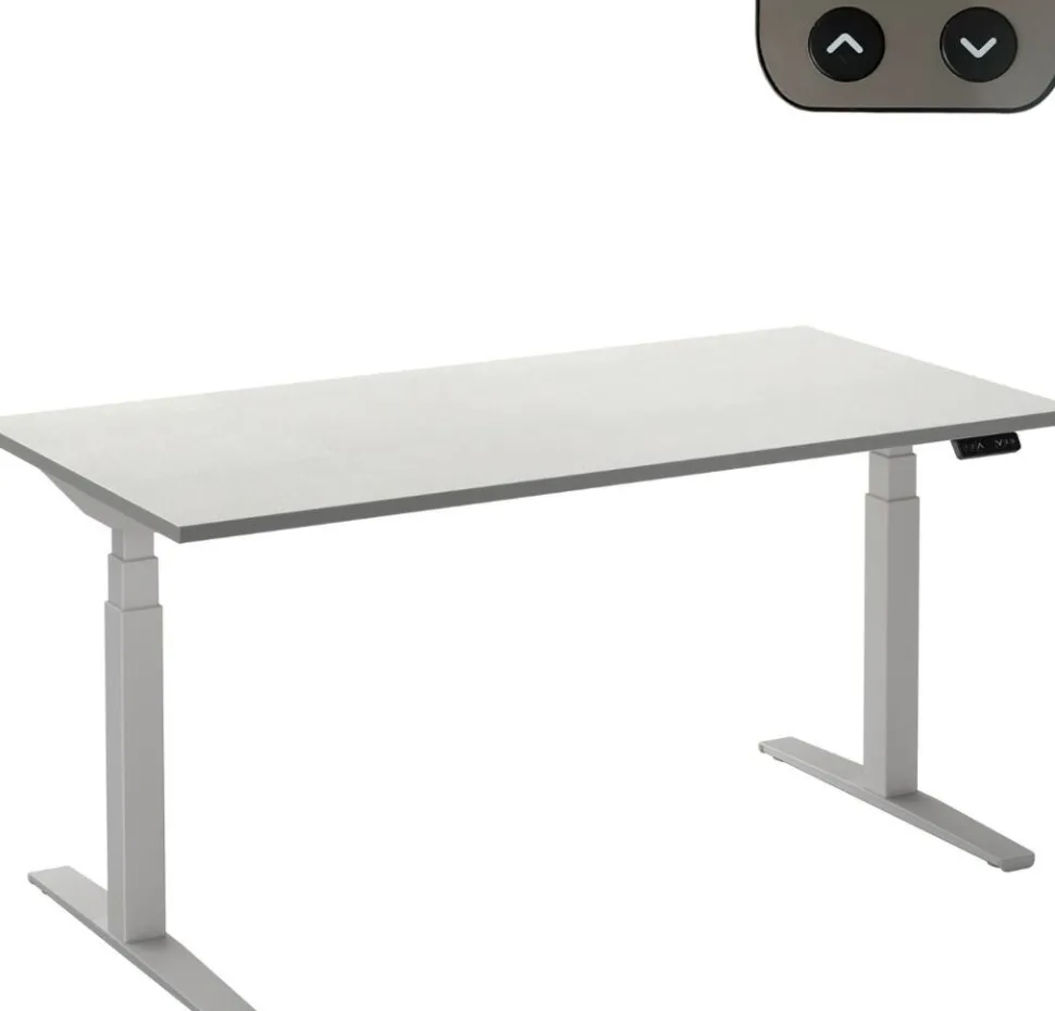 Ceha Adjust 2 Plus Elektrisch hoogteverstelbaar Zit-sta-bureau Rechthoekig Wit T-Voet 1,600 (B) x 800 (D) x 1,300 (H) mm Melamine, metaal