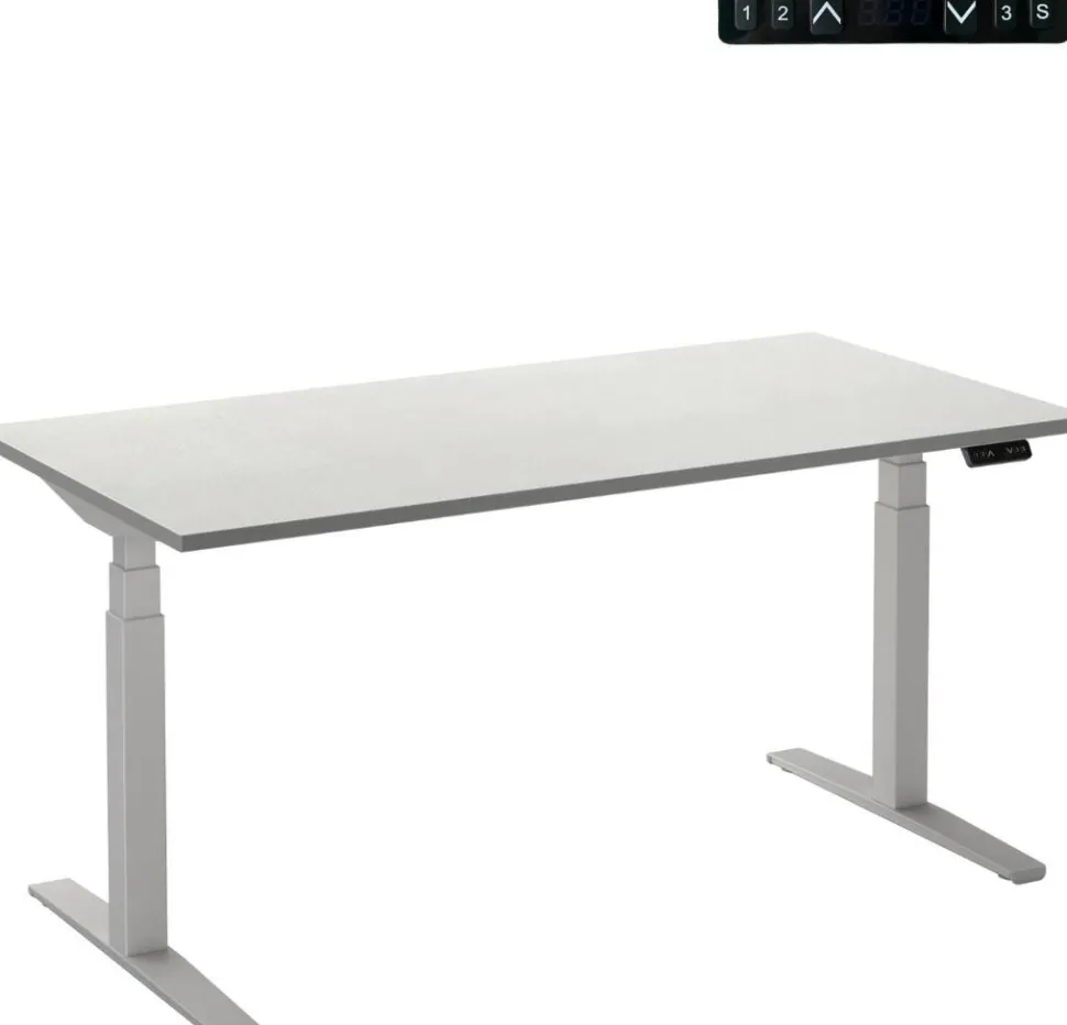 Ceha Adjust 2 Plus Elektrisch hoogteverstelbaar Zit-sta-bureau Rechthoekig Wit T-Voet 1,200 (B) x 800 (D) x 1,300 (H) mm Melamine, metaal