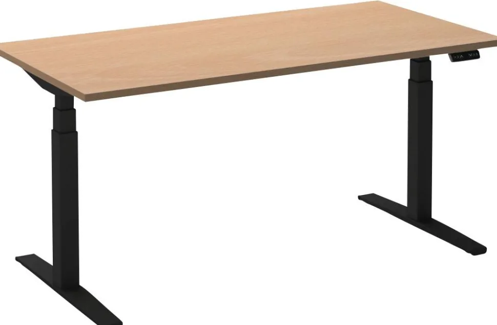 Ceha Adjust 2 Plus Elektrisch hoogteverstelbaar Zit-sta-bureau Rechthoekig Beuken T-Voet 1,400 (B) x 800 (D) x 1,300 (H) mm Melamine, metaal
