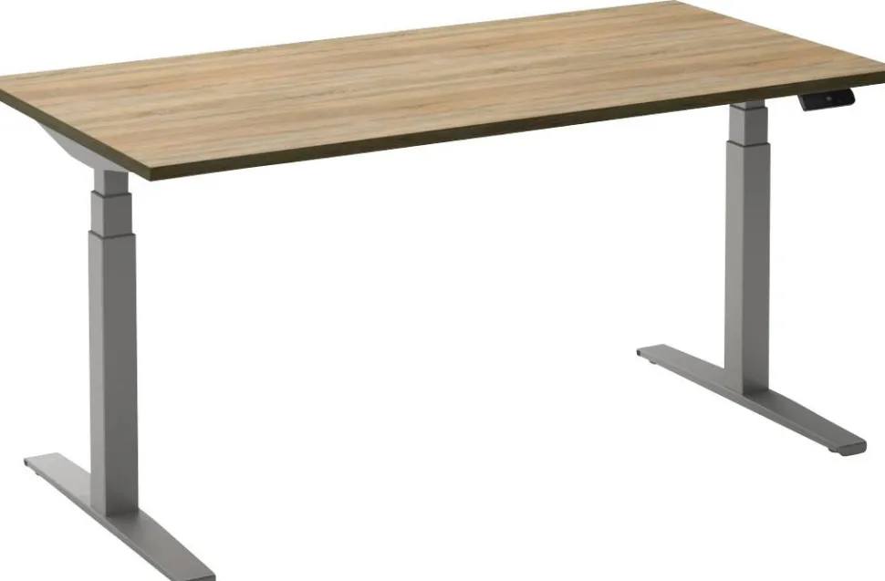 Ceha Adjust 2 Plus Elektrisch hoogteverstelbaar Zit-sta-bureau Rechthoekig Eiken T-Voet 1,400 (B) x 800 (D) x 1,300 (H) mm Melamine, metaal