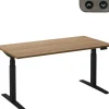 Ceha Adjust 2 Plus Elektrisch hoogteverstelbaar Zit-sta-bureau Rechthoekig Tabak Eiken T-Voet 1,800 (B) x 900 (D) x 1,300 (H) mm Melamine, metaal