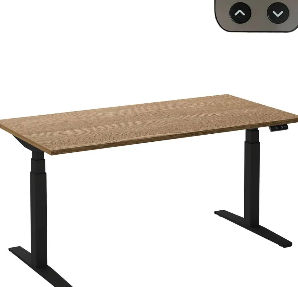 Ceha Adjust 2 Plus Elektrisch hoogteverstelbaar Zit-sta-bureau Rechthoekig Tabak Eiken T-Voet 1,800 (B) x 900 (D) x 1,300 (H) mm Melamine, metaal