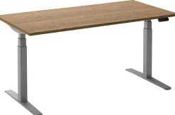 Ceha Adjust 2 Plus Elektrisch hoogteverstelbaar Zit-sta-bureau Rechthoekig Tabak Eiken T-Voet 1,600 (B) x 800 (D) x 1,300 (H) mm Melamine, metaal