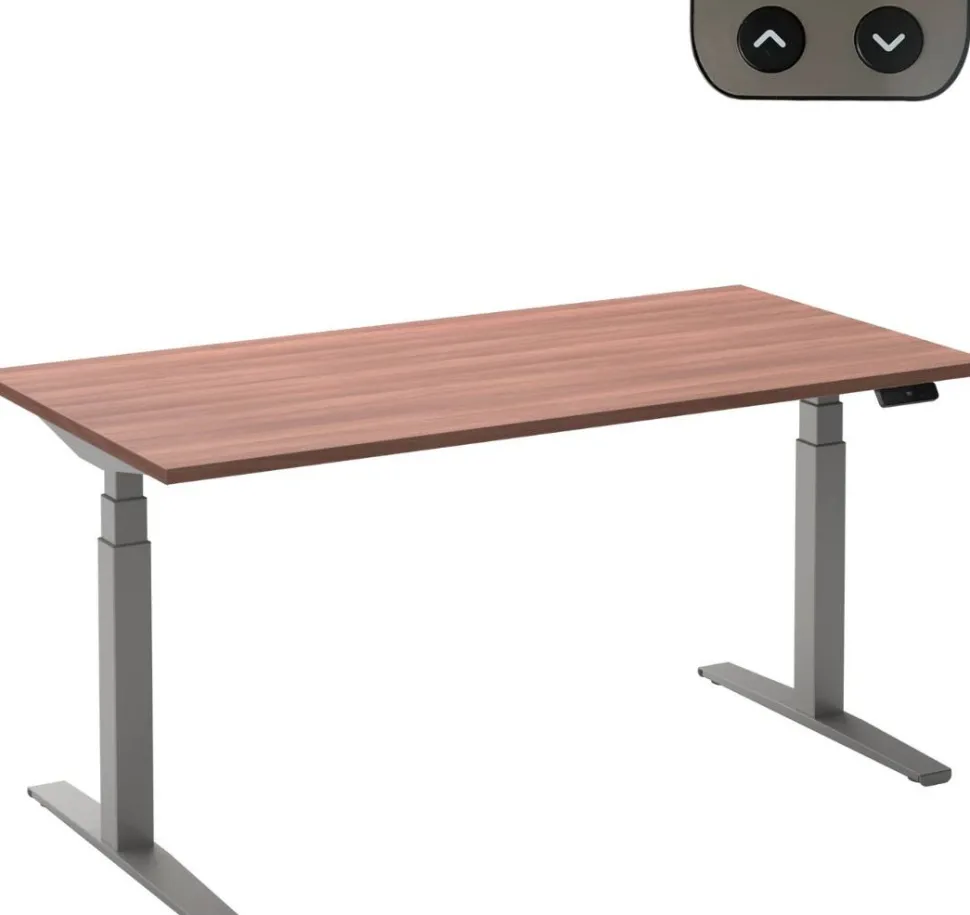 Ceha Adjust 2 Plus Elektrisch hoogteverstelbaar Zit-sta-bureau Rechthoekig Havanabruin Eiken T-Voet 1,800 (B) x 800 (D) x 1,300 (H) mm Melamine, metaal