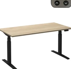 Ceha Adjust 2 Plus Elektrisch hoogteverstelbaar Zit-sta-bureau Rechthoekig Wit Eiken T-Voet 1,200 (B) x 800 (D) x 1,300 (H) mm Melamine, metaal