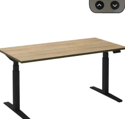 Ceha Adjust 2 Plus Elektrisch hoogteverstelbaar Zit-sta-bureau Rechthoekig Eiken T-Voet 1,400 (B) x 800 (D) x 1,300 (H) mm Melamine, metaal
