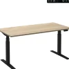 Ceha Adjust 2 Plus Elektrisch hoogteverstelbaar Zit-sta-bureau Rechthoekig Wit Eiken T-Voet 1,600 (B) x 800 (D) x 1,300 (H) mm Melamine, metaal
