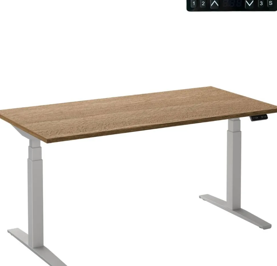 Ceha Adjust 2 Plus Elektrisch hoogteverstelbaar Zit-sta-bureau Rechthoekig Tabak Eiken T-Voet 2,000 (B) x 800 (D) x 1,300 (H) mm Melamine, metaal