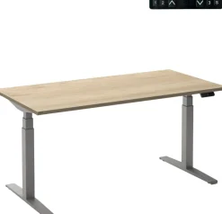 Ceha Adjust 2 Plus Elektrisch hoogteverstelbaar Zit-sta-bureau Rechthoekig Wit Eiken T-Voet 1,200 (B) x 800 (D) x 1,300 (H) mm Melamine, metaal