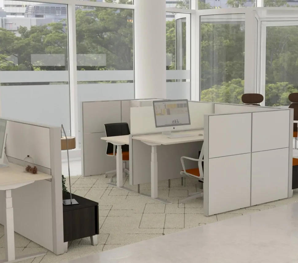 Ceha Adjust 2 Plus Elektrisch hoogteverstelbaar Zit-sta-bureau Rechthoekig Wit Eiken T-Voet 1,800 (B) x 800 (D) x 1,300 (H) mm Melamine, metaal
