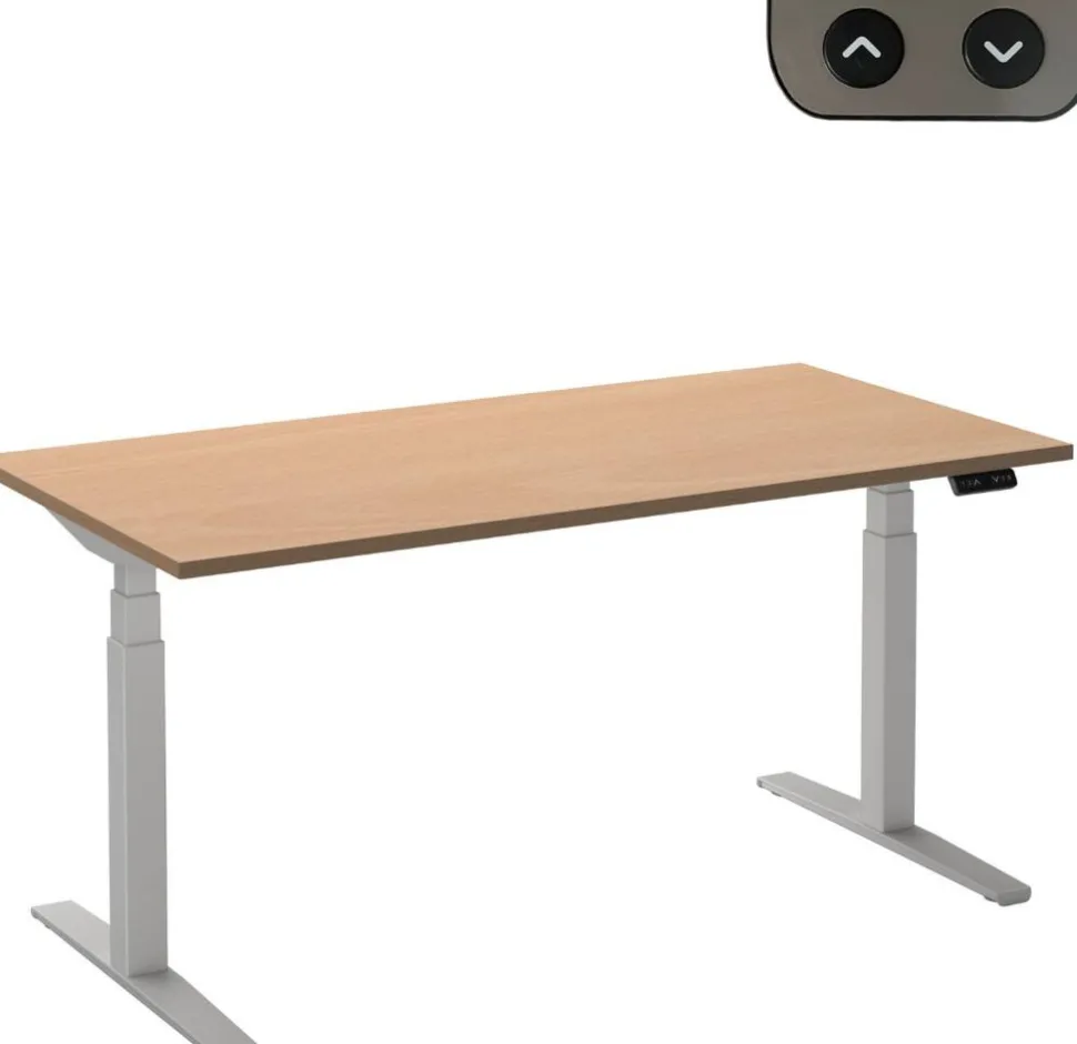Ceha Adjust 2 Plus Elektrisch hoogteverstelbaar Zit-sta-bureau Rechthoekig Beuken T-Voet 2,000 (B) x 800 (D) x 1,300 (H) mm Melamine, metaal