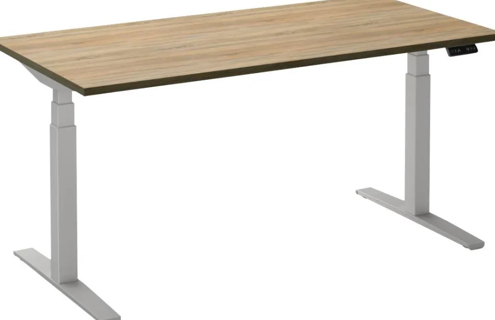 Ceha Adjust 2 Plus Elektrisch hoogteverstelbaar Zit-sta-bureau Rechthoekig Eiken T-Voet 1,200 (B) x 800 (D) x 1,300 (H) mm Melamine, metaal