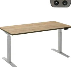 Ceha Adjust 2 Plus Elektrisch hoogteverstelbaar Zit-sta-bureau Rechthoekig Eiken T-Voet 1,200 (B) x 800 (D) x 1,300 (H) mm Melamine, metaal