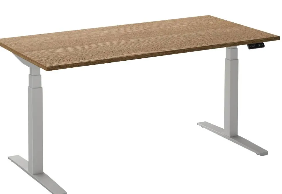 Ceha Adjust 2 Plus Elektrisch hoogteverstelbaar Zit-sta-bureau Rechthoekig Tabak Eiken T-Voet 1,800 (B) x 900 (D) x 1,300 (H) mm Melamine, metaal