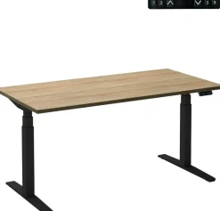 Ceha Adjust 2 Plus Elektrisch hoogteverstelbaar Zit-sta-bureau Rechthoekig Eiken T-Voet 1,400 (B) x 800 (D) x 1,300 (H) mm Melamine, metaal
