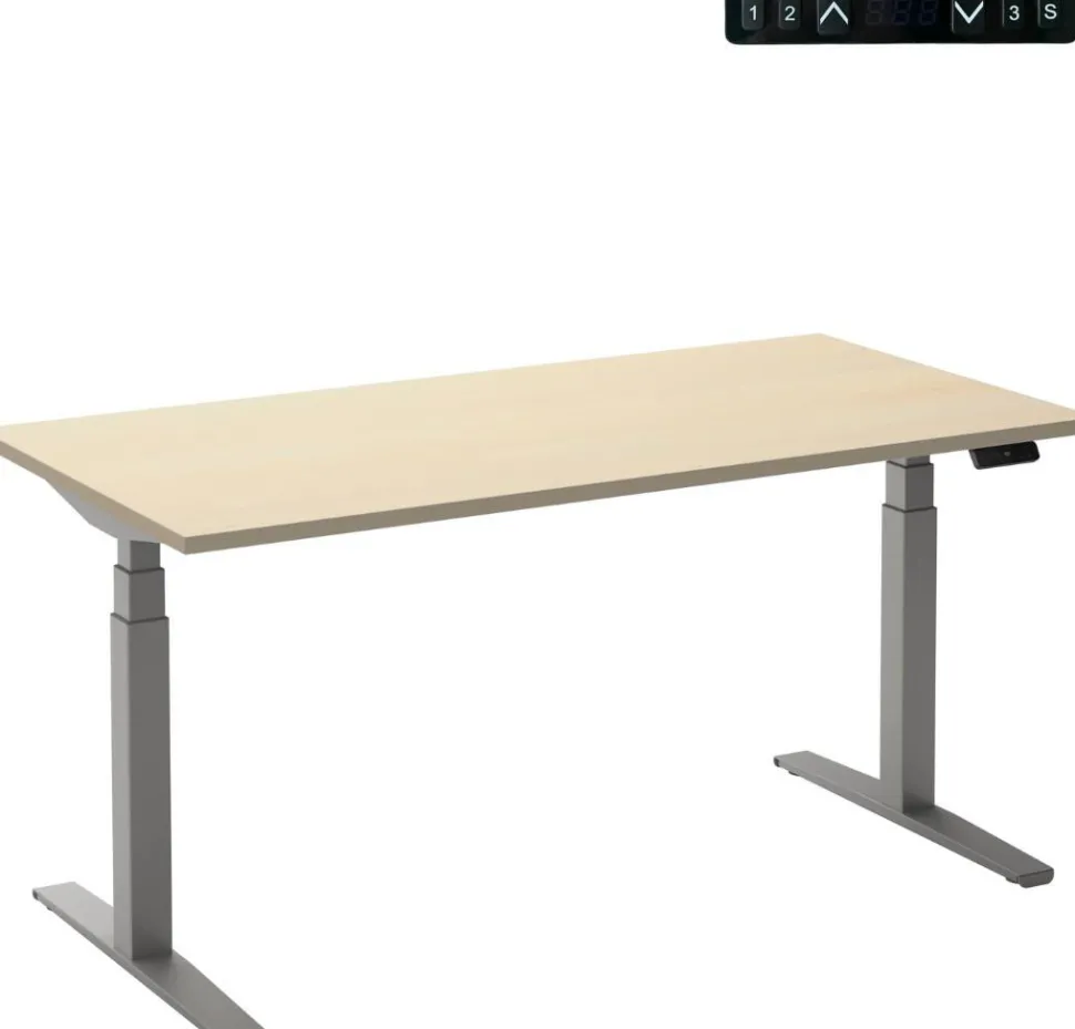 Ceha Adjust 2 Plus Elektrisch hoogteverstelbaar Zit-sta-bureau Rechthoekig Ahorn T-Voet 1,200 (B) x 800 (D) x 1,300 (H) mm Melamine, metaal