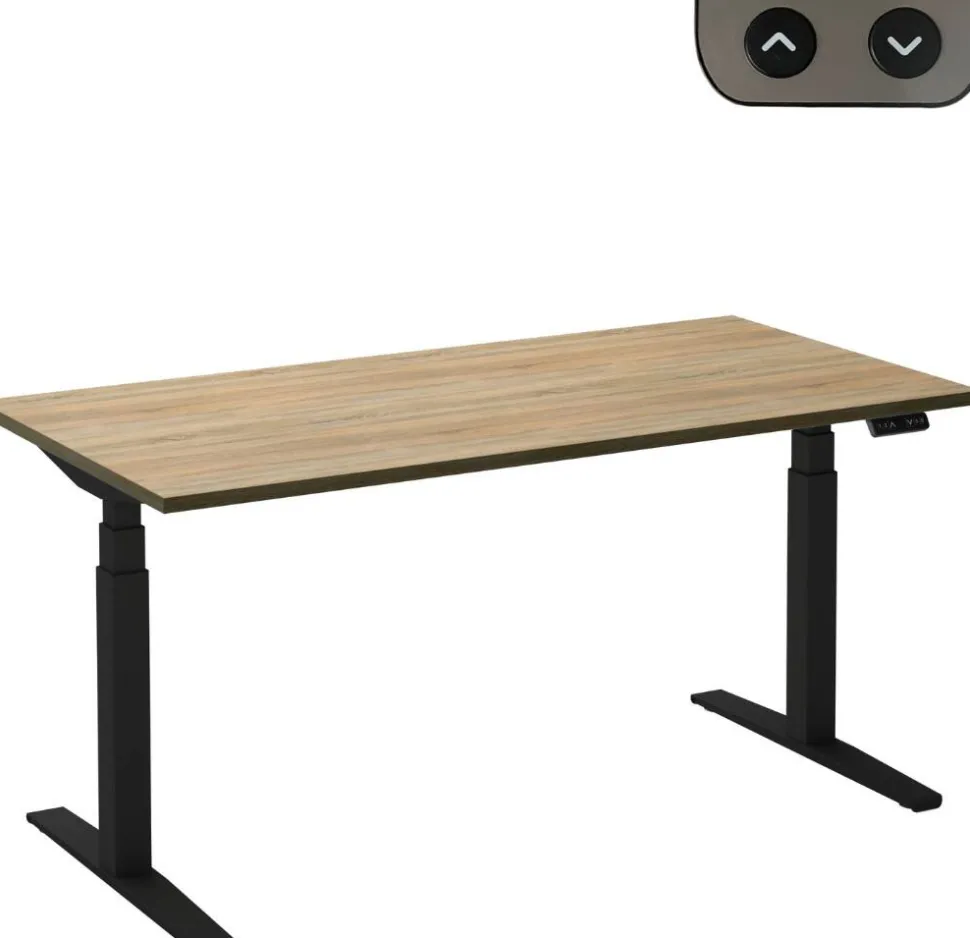 Ceha Adjust 2 Plus Elektrisch hoogteverstelbaar Zit-sta-bureau Rechthoekig Eiken T-Voet 1,200 (B) x 800 (D) x 1,300 (H) mm Melamine, metaal