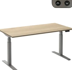 Ceha Adjust 2 Plus Elektrisch hoogteverstelbaar Zit-sta-bureau Rechthoekig Wit Eiken T-Voet 1,400 (B) x 800 (D) x 1,300 (H) mm Melamine, metaal