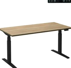 Ceha Adjust 2 Plus Elektrisch hoogteverstelbaar Zit-sta-bureau Rechthoekig Eiken T-Voet 1,600 (B) x 800 (D) x 1,300 (H) mm Melamine, metaal