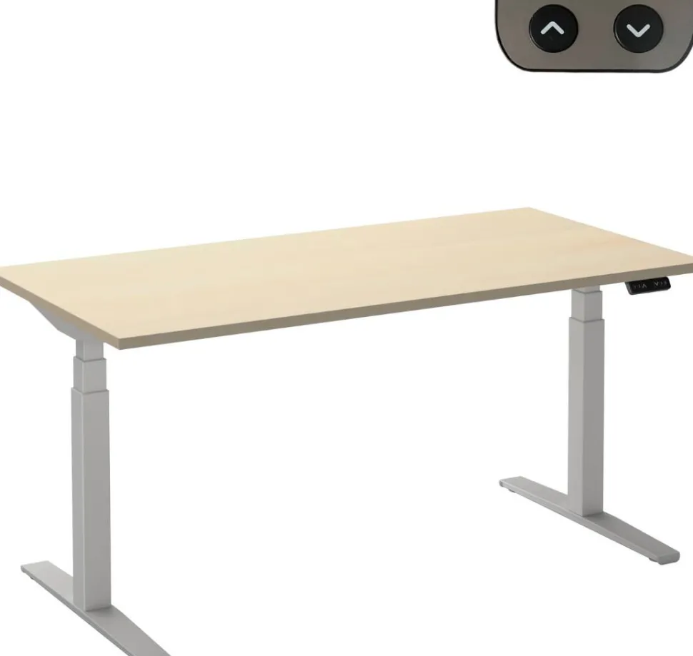 Ceha Adjust 2 Plus Elektrisch hoogteverstelbaar Zit-sta-bureau Rechthoekig Ahorn T-Voet 1,200 (B) x 800 (D) x 1,300 (H) mm Melamine, metaal