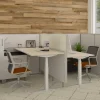 Ceha Adjust 2 Plus Elektrisch hoogteverstelbaar Zit-sta-bureau Rechthoekig Wit Eiken T-Voet 1,400 (B) x 800 (D) x 1,300 (H) mm Melamine, metaal