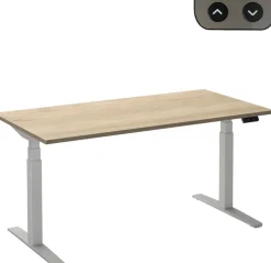 Ceha Adjust 2 Plus Elektrisch hoogteverstelbaar Zit-sta-bureau Rechthoekig Wit Eiken T-Voet 1,400 (B) x 800 (D) x 1,300 (H) mm Melamine, metaal