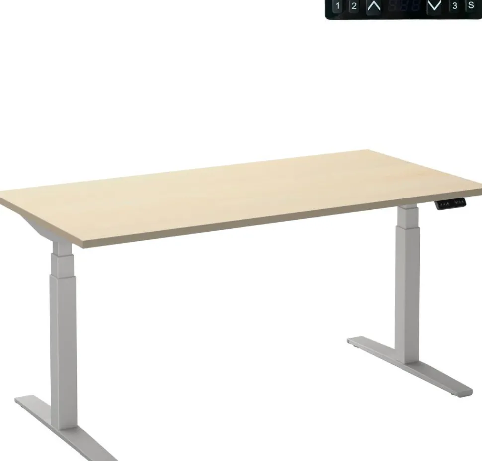 Ceha Adjust 2 Plus Elektrisch hoogteverstelbaar Zit-sta-bureau Rechthoekig Ahorn T-Voet 1,200 (B) x 800 (D) x 1,300 (H) mm Melamine, metaal